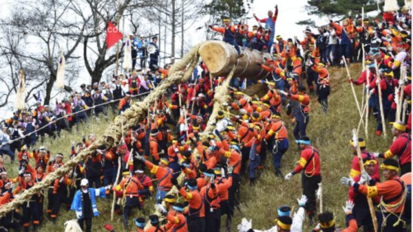 Onbashira Festival in Japan